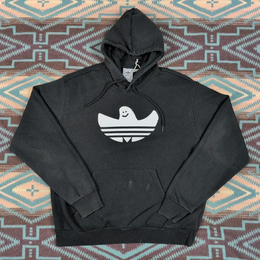 Adidas Ghost Logo Black Hoodie Trefoil Size Large G Shmoo Mark Gonzales Largex